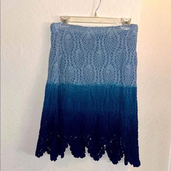 Boston Proper Blue Gradient Crochet Skirt Ombré Style. - Picture 1 of 3
